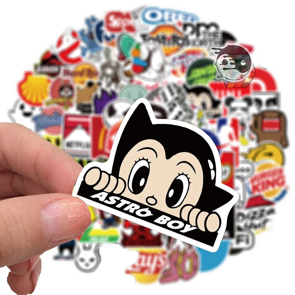 10 pcs Assorted Cool Fashion Brand Logo Stickers DIY